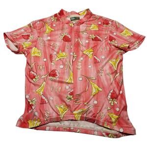 Vintage Nashbar Cycling Jersey Womens Large 1/2 Zip Coolmax Poly Pockets AOP